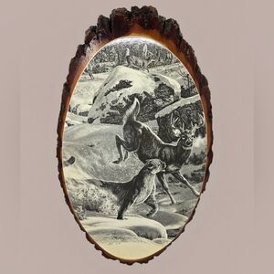 Dinner On The Run Bill O'Neill Lithograph On Wood Courgar Winters Hunger Deer